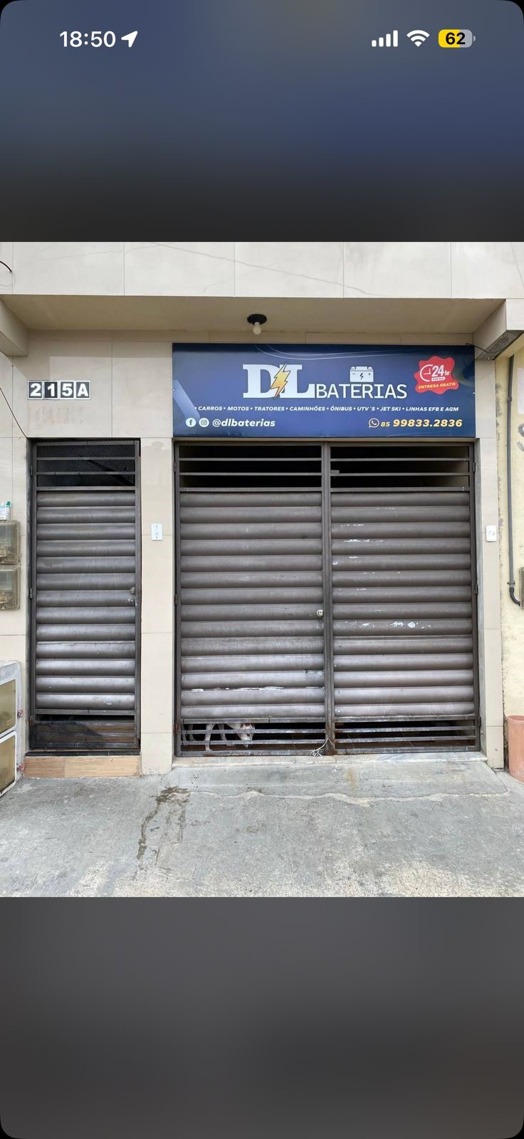 Fachada da loja física da DL Baterias em Cajazeiras, Fortaleza